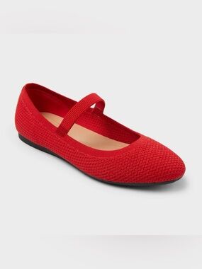 Red Knit Mary Jane Flat - Women